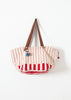 Woven Oversized Tote in Red Stripe